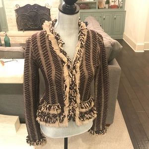 Anthropologie beige and chocolate sweater jacket